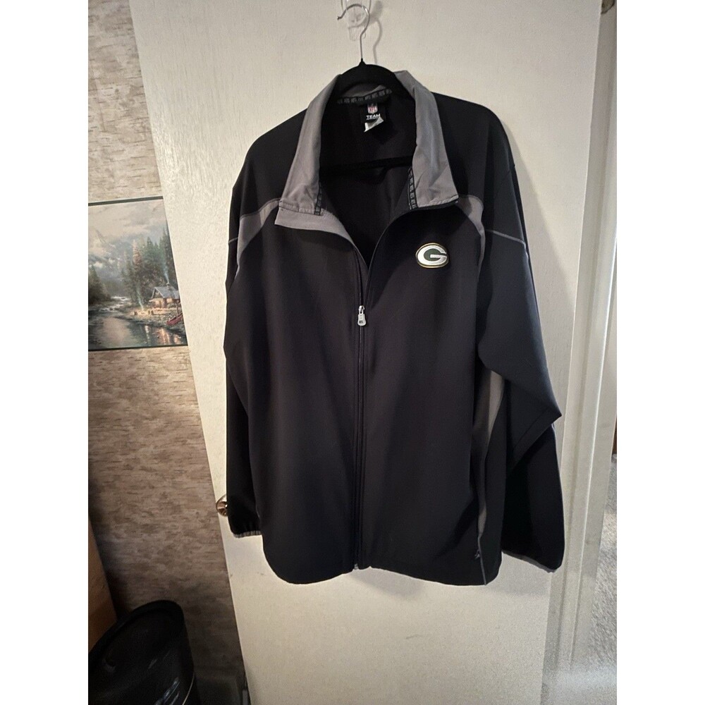 Green Bay Packers NFL Full Zip Sweater Black And Grey 2x -‎ XXL